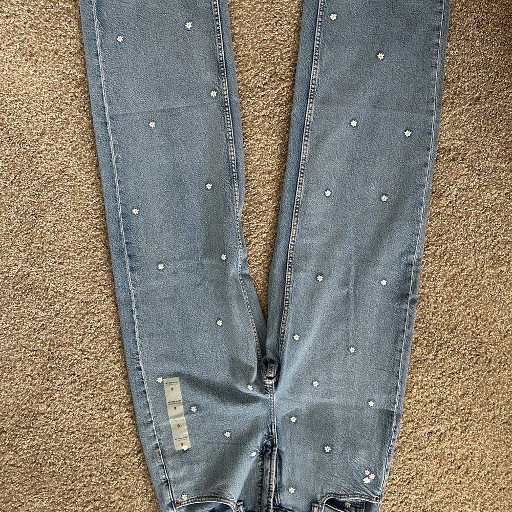 Old Navy Blue Straight Leg Jeans with Embellishments